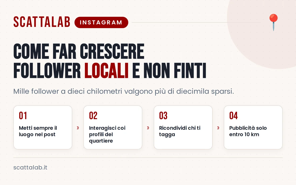 Infografica con azioni per aumentare follower locali del ristorante